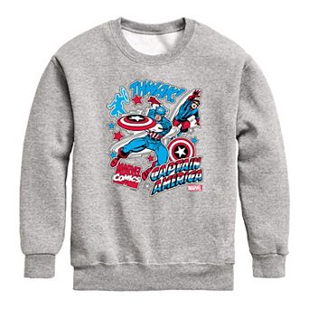 Boys 8-20 Marvel Captain America Stickers Crew Fleece Sweatshirt