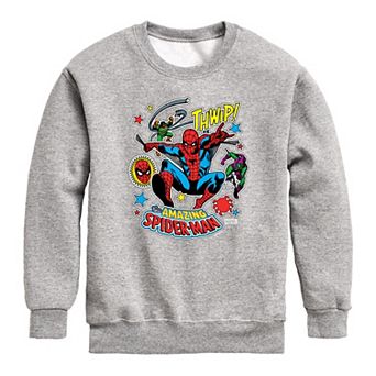 Boys 8-20 Marvel Spider-Man Stickers Crew Fleece Sweatshirt