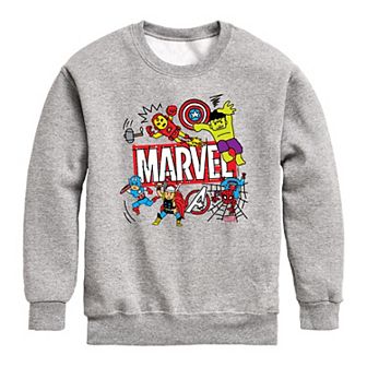 Boys 8-20 Marvel Scribble Crew Fleece Sweatshirt