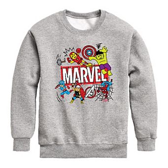 Boys 8-20 Marvel Scribble Crew Fleece Sweatshirt