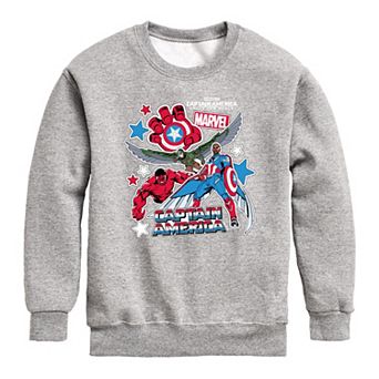 Boys 8-20 Marvel Captain America Brave New World Stickers Crew Fleece Sweatshirt