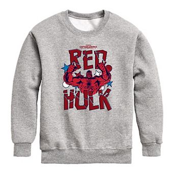 Boys 8-20 Marvel Captain America Brave New World Red Hulk Scribble Crew Fleece Sweatshirt