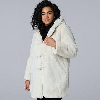 Plus Size Simply Vera Vera Wang Toggle Faux Fur Coat