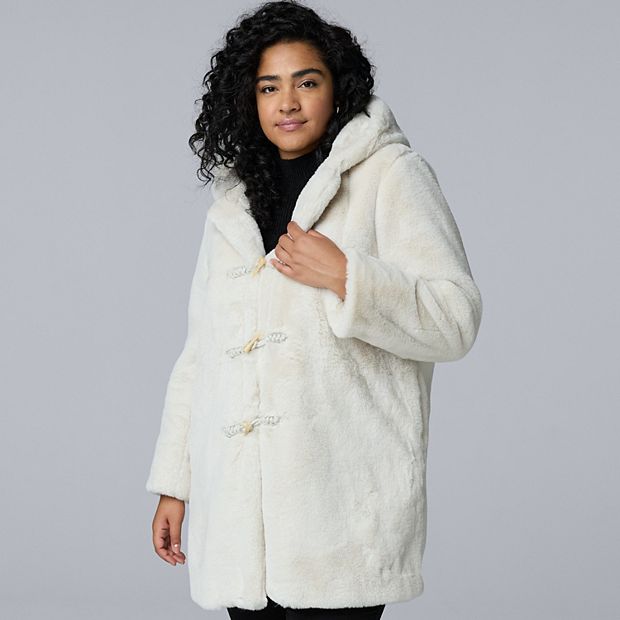 Plus Size Simply Vera Vera Wang Toggle Faux Fur Coat