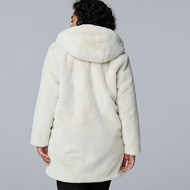 Plus Size Simply Vera Vera Wang Toggle Faux Fur Coat
