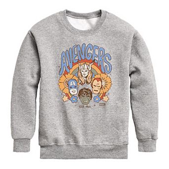 Boys 8-20 Marvel The Avengers Floral Vintage Crew Fleece Sweatshirt