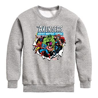 Boys 8-20 Marvel The Avengers Earths Mightiest Heroes Crew Fleece Sweatshirt