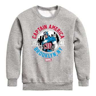 Boys 8-20 Marvel Captain America Brooklyn NY Crew Fleece Sweatshirt