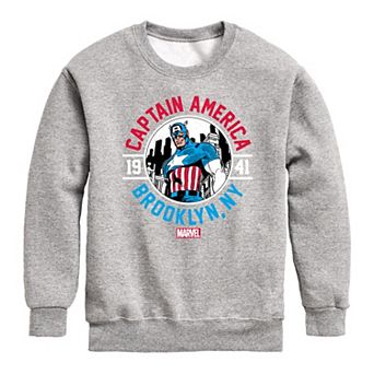 Boys 8-20 Marvel Captain America Brooklyn NY Crew Fleece Sweatshirt