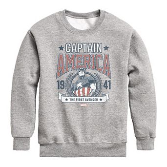 Boys 8-20 Marvel Captain America Collegiate Crew Fleece Sweatshirt