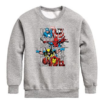 Boys 8-20 Marvel Logo Stack Crew Fleece Sweatshirt