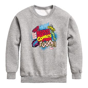 Boys 8-20 Marvel Comic Words Crew Fleece Sweatshirt