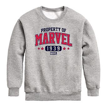 Boys 8-20 Marvel Property Of Marvel Collegiate Crew Fleece Sweatshirt