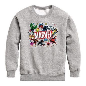 Boys 8-20 Marvel Sticker Collage Crew Fleece Sweatshirt