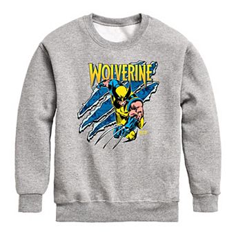 Boys 8-20 Marvel Wolverine Claw Tear Crew Fleece Sweatshirt