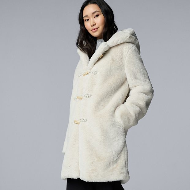 新品未使用 ANDWANG Petit Fur Duffle Coat Petite Simply Vera Vera Wang Toggle Faux Fur Coat