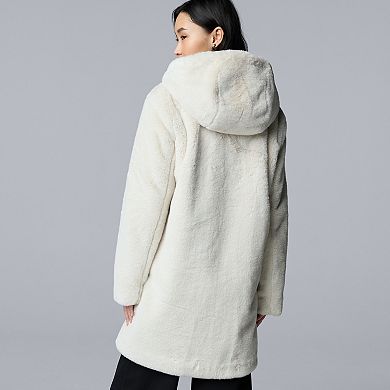 Petite Simply Vera Vera Wang Toggle Faux Fur Coat