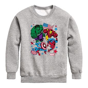 Boys 8-20 Marvel America Stickers Crew Fleece Sweatshirt