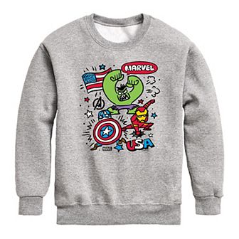 Boys 8-20 Marvel USA Doodles Crew Fleece Sweatshirt