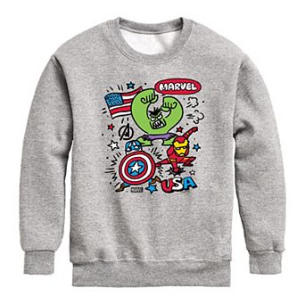 Boys 8-20 Marvel USA Doodles Crew Fleece Sweatshirt