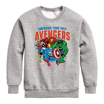 Boys 8-20 Marvel The Avengers American Tour 1963 Crew Fleece Sweatshirt