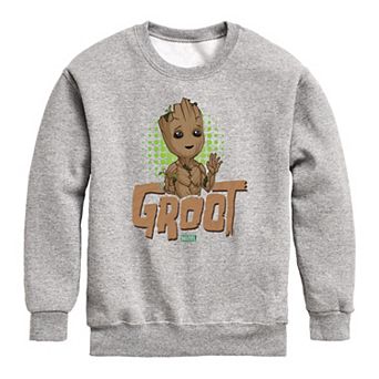 Boys 8-20 Marvel Guardians Of The Galaxy Baby Groot Crew Fleece Sweatshirt