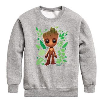 Boys 8-20 Marvel Guardians Of The Galaxy Baby Groot Greenery Crew Fleece Sweatshirt