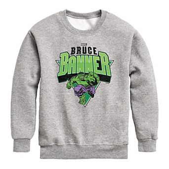 Boys 8-20 Marvel Hulk Bruce Banner Collegiate Crew Fleece Sweatshirt