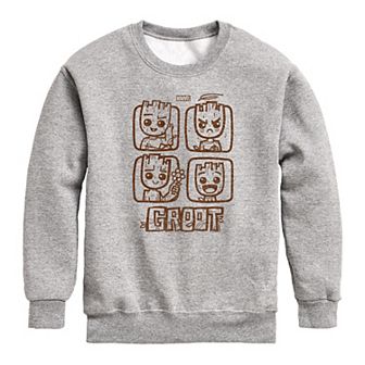 Boys 8-20 Marvel Guardians Of The Galaxy Groot Grid Crew Fleece Sweatshirt