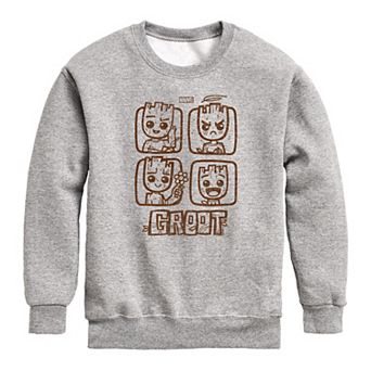 Boys 8-20 Marvel Guardians Of The Galaxy Groot Grid Crew Fleece Sweatshirt