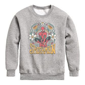 Boys 8-20 Marvel Spider-Man Vintage Florals Crew Fleece Sweatshirt