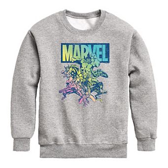 Boys 8-20 Marvel Group Rainbow Crew Fleece Sweatshirt