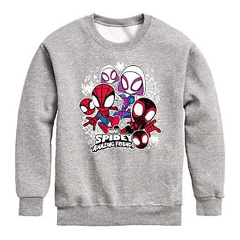 Boys 8-20 Marvel Spidey And His Amazing Friends Stickers Crew Fleece Sweatshirt