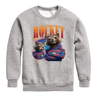 Boys 8-20 Marvel Guardians Of The Galaxy Rocket Raccoon Bootleg Crew Fleece Sweatshirt