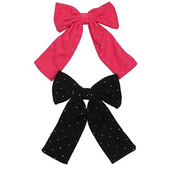 Limited Too 2 pk Studded Corduroy Bow Barrette Hair Clips