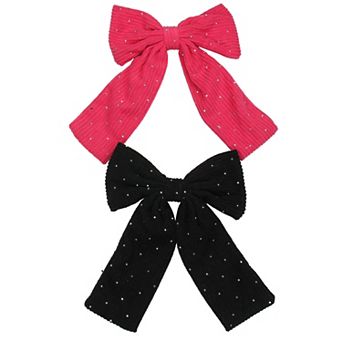 Limited Too 2 pk Studded Corduroy Bow Barrette Hair Clips