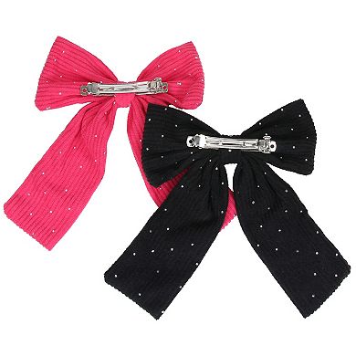 Limited Too Studded Corduroy Bow Barrette Hair Clips 2-pk.