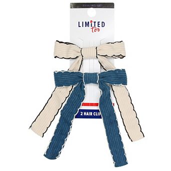 Girls Limited Too 2 pc Skinny Bow Barrette Hair Clips