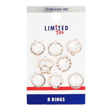 Limited Too Kids 8-Piece Star & Moon Ring Set