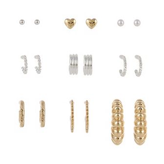 Limited Too Kids Nickel Free 9-Pair Stud & Hoop Earring Set