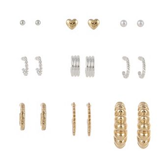 Limited Too Kids Nickel Free 9-Pair Stud & Hoop Earring Set
