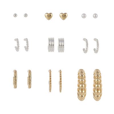 Limited Too Kids Nickel Free 9-Pair Stud Hoop Earring Set