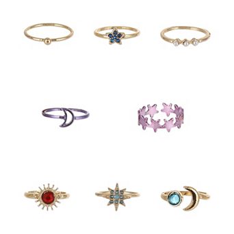 Girls Limited Too Celestial 8 pk Ring Set