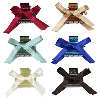 Girls Limited Too 6 pk Satin Bow Square Claw Clips