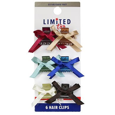 Girls Limited Too 6-pk. Satin Bow Square Claw Clips