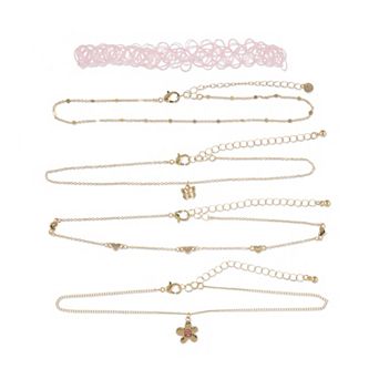 Girls Limited Too 5 pk Hearts & Flower Choker Necklaces