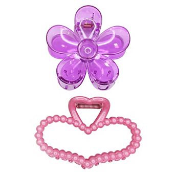 Girls Limited Too 2 pk Flower & Heart Claw Clips