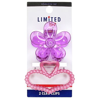 Girls Limited Too 2-pk. Flower & Heart Claw Clips