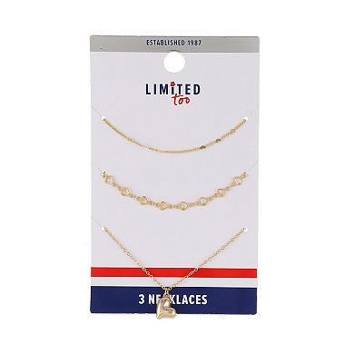 Girls Limited Too 3-pk. Heart Chain Necklaces