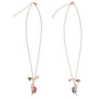 Limited Too Kids 2 pc Butterfly BFF Pendant Necklace Set